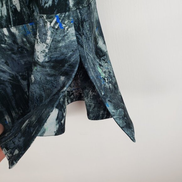 Piazza Sempione Scuba Top Short Sleeve Peplum Blue Gray Marble Size 40 US 6 - Picture 4 of 9